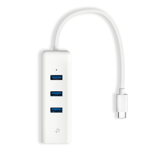 TP-Link UE330C USB-C 3.0 to Ethernet Adapter | Portable 3-Port USB-A 3.0 Hub w/ 1 Gigabit RJ45 Ethernet Port | Laptop Network Adapter | Plug & Play | Supports Win 7/8/8.1/10/11, Mac OS X (10.9-10.15) - style: USB-C with 3-Ports