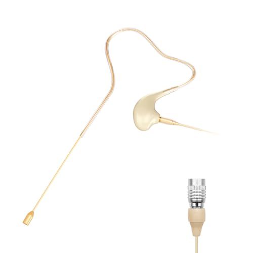 KIMAFUN Headset/Headworn Microphone Single Earset Ear-Hook Over Ear Hanging Condenser Mic Compatible with Audio Technica Wireless System Bodypack Transmitter, Performance, Theater, Lecture - Beige T4 - size: T4 for Audio Technica Wireless System