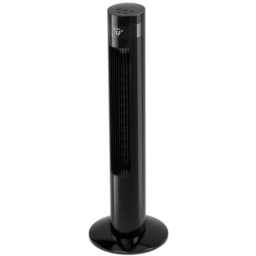Antarctic Star Tower Fan 85°Oscillating Fan Quiet Cooling 12H Timer Remote Control Bladeless Electric 3 Speeds Wind 3 Modes, 35INCH, BLACK - color: Black, size: 35 inch