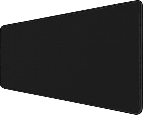 Large Gaming Mouse Pad, XXL Extended Keyboard Mouse Mat with Stitched Edges | Big MousePad 31.5" x 15.7" Non-Slip Waterproof Rubber Base Office Computer Long Mousepad for Work, Game, Office, Home - color: Black