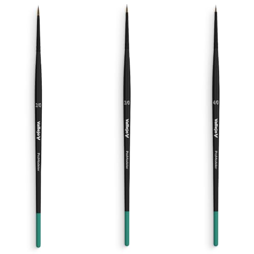 Vallejo - Pro Modeler Series Definition Set | Natural Hair Brushes | Sizes 4/0, 3/0 and 2/0 | Lightweight and Ergonomic Wooden Handles | Ideal for Acrylic Detail Work - style: Pro Modeler Series Definition Kit