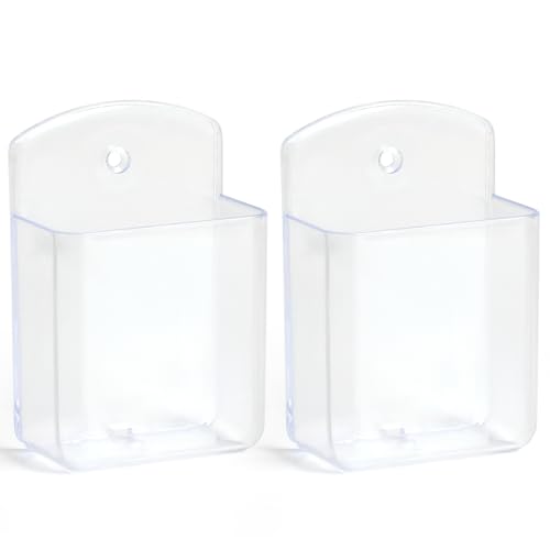 2 Pcs Remote Control Holder Wall Mount, TV Controller Holder, Self Adhesive Remote Holder, Wall Pen Holder Storage Accessories for Home Office School（Clear） - color: Clear&2Pcs