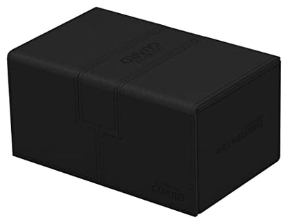 Ultimate Guard Twin Flip'n'Tray 160+, Deck Case for 160 Double-Sleeved TCG Cards + Dice Tray, Black, Independent Magnetic Closure & Microfiber Inner Lining - color: Black, size: 160+