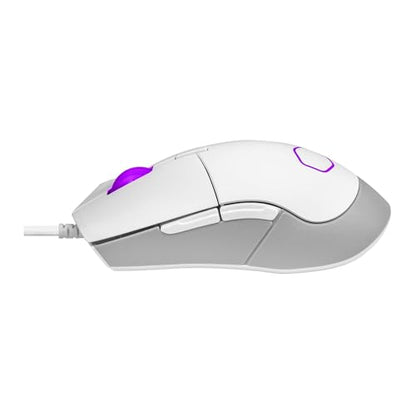 Cooler Master MM310 Wire Gaming Mouse White, Adjustable 12,000 DPI, Palm|Claw Grip, PixArt Optical Sensor, Ultraweave Cable, PTFE Feet, RGB Lighting (MM-310-WWOL1) | Pixart PAW3327 Sensor Up to 12, Ultraweave USB-C Cable, Ptfe Feet, Rgb Lighting, 50 G - s
