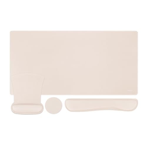 MOSISO Keyboard Mouse Pad Set, Large Gaming Mousepad&Keyboard Wrist Rest | Mouse Wrist Rest&Coaster, Ergonomic Non-Slip Mousepad&Easy Typing Cushion with Memory Foam for Home Office, Apricot - color: Apricot
