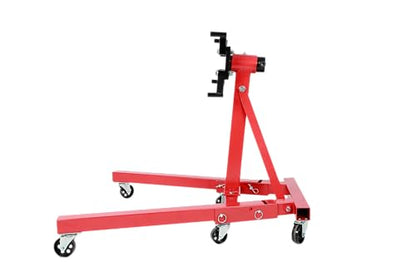 Auto Repair Rebuild Steel Engine Stand Folding Motor Hoist Dolly Mover Jack with 360 Degree Rotating Head, 3000 LB Capacity, Red