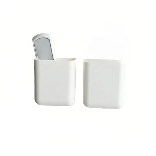 Hole-Free Remote Control Holder Wall Mount, TV/AC Controller Holder, Self Adhesive Wall Mounted Storage Container Perfect for Home, Office,No Drill Needed (2 Pcs White)