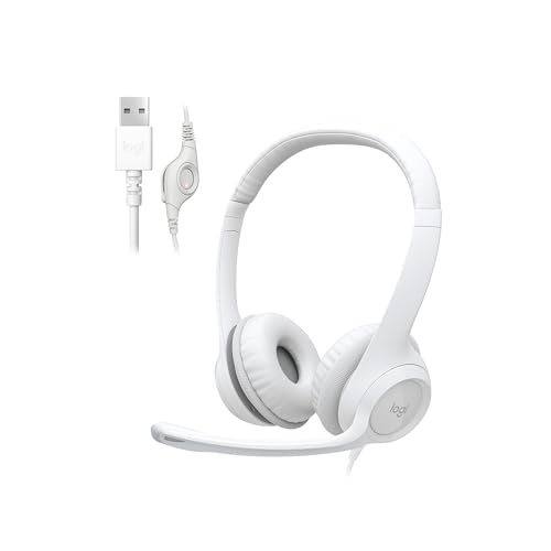 Logitech H390 Wired Headset PC/Laptop Stereo Headphones - Off White | Stereo Headphones for PC/Laptop, USB-A, In-Line Controls, Works with Chromebook - color: Off White, style: USB-A