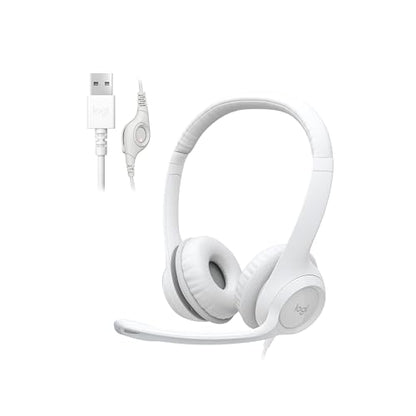 Logitech H390 Wired Headset PC/Laptop Stereo Headphones - Off White | Stereo Headphones for PC/Laptop, USB-A, In-Line Controls, Works with Chromebook - color: Off White, style: USB-A