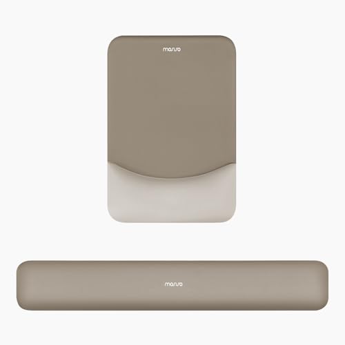 MOSISO Wrist Rest Support Mouse Pad & Keyboard Set, Bronze Brown | Rectangular Ergonomic Mousepad, Non-Slip Base, Home/Office Pain Relief & Easy Typing, Neoprene Cloth & Raised Silicone Lining - color: Bronze Brown