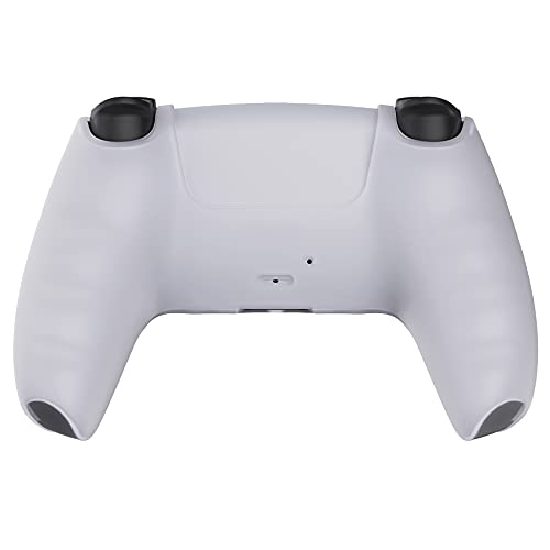 PlayVital Transparent Clear White Pure Series Anti-Slip Silicone Cover Skin for ps5 Controller, Soft Rubber Case for ps5 Wireless Controller with Clear White Thumb Grip Caps - color: Transparent Clear White