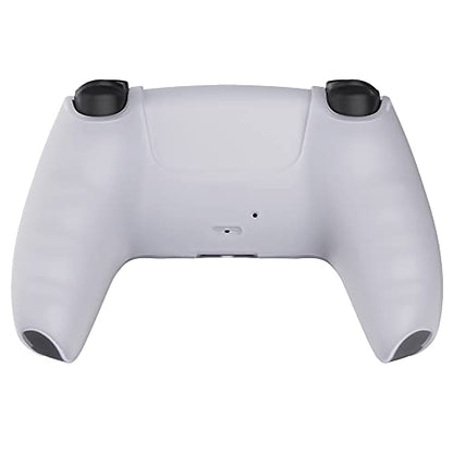 PlayVital Transparent Clear White Pure Series Anti-Slip Silicone Cover Skin for ps5 Controller, Soft Rubber Case for ps5 Wireless Controller with Clear White Thumb Grip Caps - color: Transparent Clear White