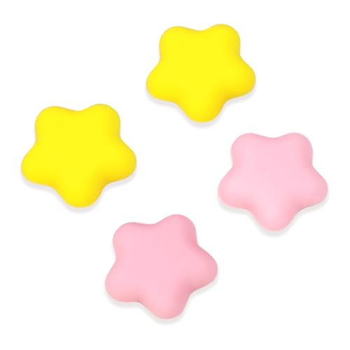 PERFECTSIGHT Cute Star Thumb Grip Caps for Switch 2, PS5, PS4, Xbox Series X/S, Xbox One, Switch PRO Controller, 4PCS Kawaii Soft Rubber 3D Analog Thumbsticks Grips Joystick Cover (Yellow+Pink) - color: Yellow+Pink Star
