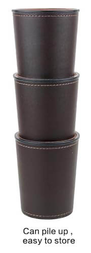 Leather Dice Cup, Quite Felt-Lined Interior, 6 Shaker Cups and 30 Dot Dices, one Carry Bag (Black and Brown) - color: Black and Brown