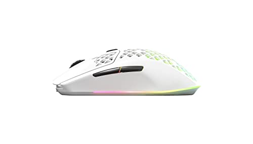 SteelSeries Aerox 3 Wireless - Holey RGB Gaming Mouse - Ultra-lightweight Water Resistant Design - 18K DPI TrueMove Air Optical Sensor -Snow - color: Snow, style: Gen 1