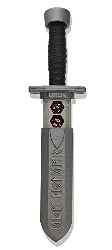 Sword Dagger Dice Holder - (Random 7PCS D20 Dice Set Included) - Custom Polyhedral Dice Storage for Tabletop RPG - Dungeons and Dragons - DND - D&D (Silver) - color: Silver