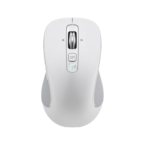 CITLLA Wireless Bluetooth Mouse (USB + BT1 + BT2), Full Size, 4-Way Scrolling, Multi-Device Silent Mouse for Computer, Laptop, iPad, MacBook (White) - color: White