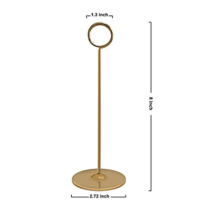 Urban Deco 16 Pieces Table Card Holder 8 inches Table Number Holders Place Steel Card Holders for Photos, Food Signs, Memo Notes, Weddings, Restaurants, Birthdays (Gold) - color: Gold