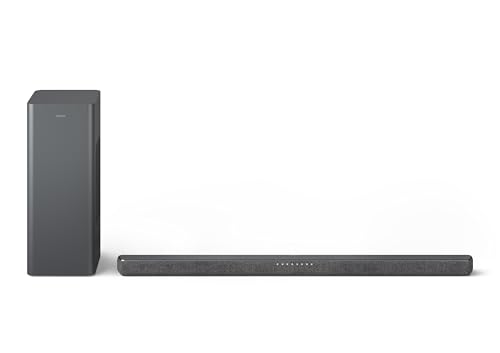 Philips B6309 2.1 Channel Soundbar with Wireless Subwoofer - Bluetooth, HDMI eARC, Dolby Atmos, DTS Virtual:X, 320W Max Power, Dark Grey - style: B6309 Soundbar with Wireless Subwoofer