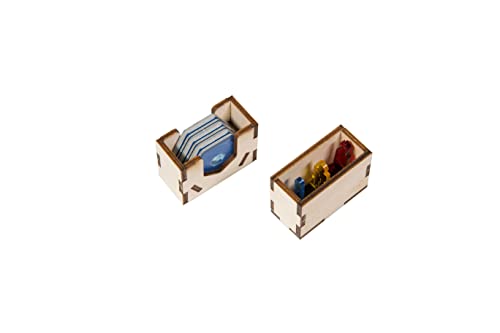 The Broken Token Terraforming Mars Compatible Base Game Organizer - Wood Storage Box with Multiple Trays & Card Shoe - Wooden Game Organizer
