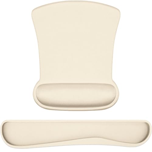 Ergonomic Keyboard Wrist Rest Memory Foam and Soft Gel Mouse Pad | Smooth Surface, Anti-Slip Base, Easy Typing and Pain Relief for Gaming, Office, Laptop, Apricot - color: Apricot