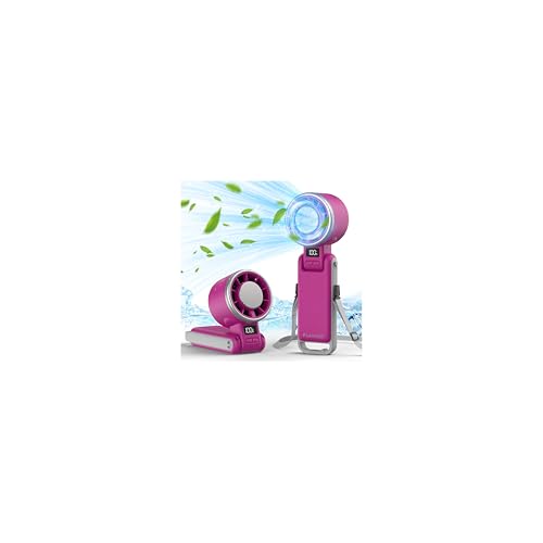 PlayHot Portable Handheld Turbo Fan with Ice Cooling, Rechargeable Personal Fan, Up tp 12Hrs Cooling, 5 Speed 25550RPM Powerful Portable Fan for Travel, Outdoor, Camping, Hiking (Magenta) - color: Mageta