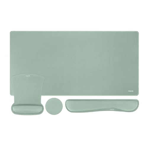 MOSISO Keyboard Mouse Pad Set, Large Gaming Mousepad&Keyboard Wrist Rest | Mouse Wrist Rest&Coaster, Ergonomic Non-Slip Mousepad&Easy Typing Cushion with Memory Foam for Home Office, Antique Green - color: Antique Green