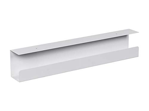 Monoprice Under Desk Cable Tray - Steel with Power Supply and Wire Management - Workstream Collection White