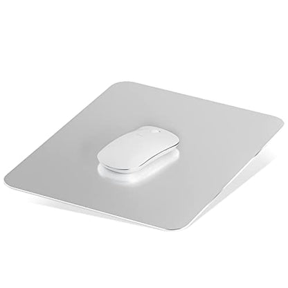 Aluminum Mouse Mat, Double Sided Material, Hard for Desk, Laptop, Computer, Office and Gaming, Silver - size: 6.7L x 7.9W inches