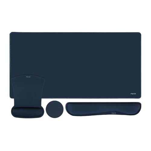 MOSISO Keyboard Mouse Pad Set, Large Gaming Mousepad&Keyboard Wrist Rest&Mouse Wrist Rest&Coaster, Ergonomic Non-Slip Mousepad&Easy Typing Cushion with Memory Foam for Home Office, Haze Blue - color: Haze Blue