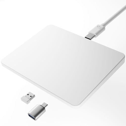 MICROPACK Digitally Yours Bluetooth / 2.4G USB/Wired Touchpad Mouse Tri-Mode Wireless Trackpad Rechargeable for PC Laptop Desktop Tablet, Compatible with Windows macOS iPadOS (White) - color: White