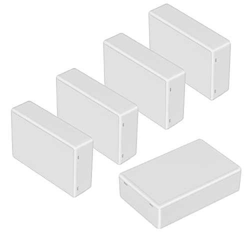 LeMotech Project Box 5 Pieces ABS Plastic Electrical Project Case Small Junction Box for Electronics White 3.94 x 2.36 x 0.98 inch (100 x 60 x 25 mm) - color: 5 pieces, size: 3.94"x 2.36"x 0.98"