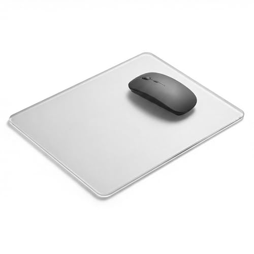 Glass Mouse Pad, 11.8x9.8 Inch Large Gaming Mousepad with Non-Slip Base, Special Glass Surface for Optimal Control, Clear Mouse Mat for Desk Computer Laptop Gamer Office Work - size: 11.8L x 9.8W inches