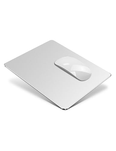 Vaydeer Hard Metal Aluminum Mouse Pad Clear Modern Smooth Magic Ultra Thin Double Side Design Mouse Mat Waterproof Fast and Accurate Control Compatible for Gaming and Office, Silver, 9.45X7.87 Inch - color: Silver, size: 9.5L x 7.9W inches