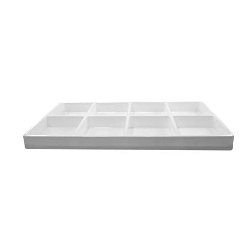 Heavy Duty Beach-Stone White Plastic 8 Compartment Tray - for Storage/Organization/Display/Sales/Stacking/Sorting