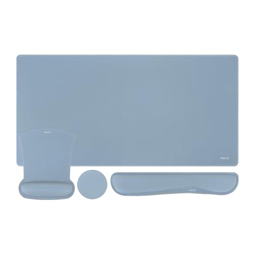 MOSISO Keyboard Mouse Pad Set, Large Gaming Mousepad&Keyboard Wrist Rest&Mouse Wrist Rest&Coaster, Ergonomic Non-Slip Mousepad&Easy Typing Cushion with Memory Foam for Home Office, Baby Blue - color: Baby Blue