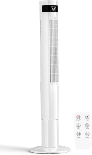 Antarctic Star 41inch Portable Tower Fan Electric Oscillating Fan Quiet Remote Control Bladeless Floor Fan 3 Wind Mode 12H Timer Bedroom Office White | Electric Oscillating, Quiet Remote Control Bladeless 3 Wind Mode 12H Timer for Bedroom Office - color:
