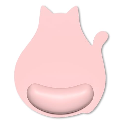 Ergonomic Mouse Pad with Wrist Rest, Cute Cat Memory Foam Padded Pain Relief Non-Slip Wrist Support Mouse Mat for Gaming Work Computer Laptop, Funny Office Supplies Desk Accessory, Pink - color: Pink, size: Standard