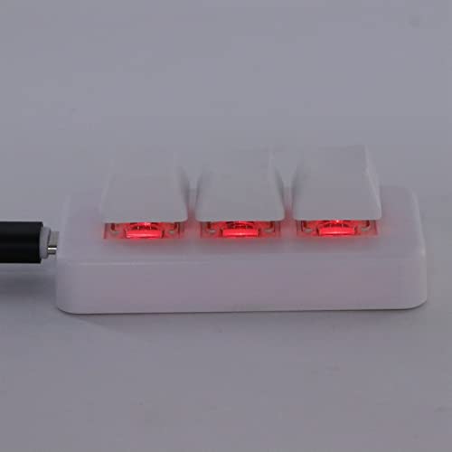 GOWENIC USB Mini 3Keys Keyboard, Cut Copy Paste Macro Pad Keyboard, Programmable OSU Keypad with RGB Led, One Handed Mechanical Gaming Keyboard (White) - color: White