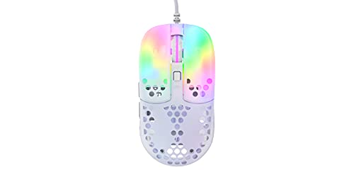 Xtrfy MZ1, Ultra-Light Wired Gaming Mouse, Cutting-Edge Pixart 3389 Sensor, Unique Shape for Optimum Aim, Adjustable RGB Lighting, White Rail Edition