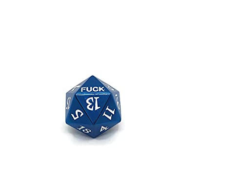 Metal D20 F Dice Critical Fail F 20 Sided Die Set DND Number for Role Playing Game Dungeons and Dragons D&D Pathfinder Black Silver Red Blue Gold Copper Purple Green Pink White (Single Dice, Blue) - color: Blue, style: Single Dice