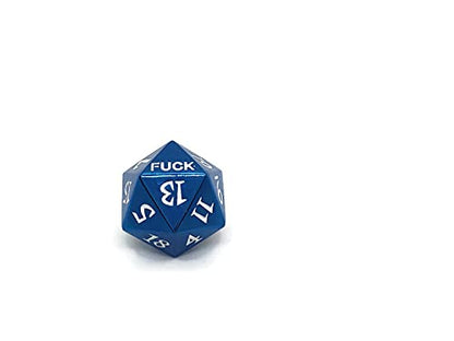 Metal D20 F Dice Critical Fail F 20 Sided Die Set DND Number for Role Playing Game Dungeons and Dragons D&D Pathfinder Black Silver Red Blue Gold Copper Purple Green Pink White (Single Dice, Blue) - color: Blue, style: Single Dice