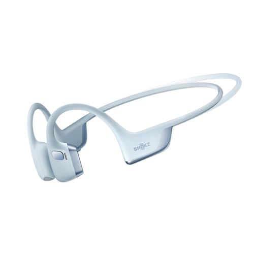 SHOKZ New OpenRun Pro 2 Mini -Open-Ear, Bone Conduction Sport Headphones -with Reflective Strip -Sweat Resistant, Workout Headphones -Secure, Wireless, Comfortable Fit -Deep Bass and Smart Mic App - color: Blue, size: Mini