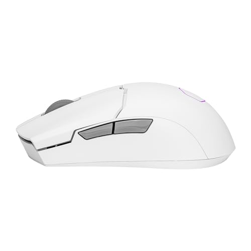 Cooler Master MM712 Wireless Gaming Mouse White with Adjustable 19,000 DPI, 2.4GHz and Bluetooth, Ultraweave Cable, PTFE Feet, RGB Lighting and MasterPlus+ Software - style: MM712 Wireless White