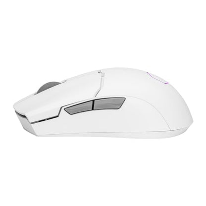 Cooler Master MM712 Wireless Gaming Mouse White with Adjustable 19,000 DPI, 2.4GHz and Bluetooth, Ultraweave Cable, PTFE Feet, RGB Lighting and MasterPlus+ Software - style: MM712 Wireless White