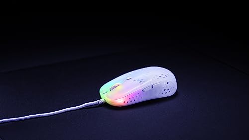 Xtrfy MZ1, Ultra-Light Wired Gaming Mouse, Cutting-Edge Pixart 3389 Sensor, Unique Shape for Optimum Aim, Adjustable RGB Lighting, White Rail Edition