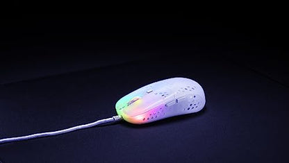 Xtrfy MZ1, Ultra-Light Wired Gaming Mouse, Cutting-Edge Pixart 3389 Sensor, Unique Shape for Optimum Aim, Adjustable RGB Lighting, White Rail Edition