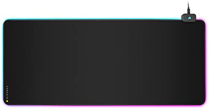 Corsair MM700 RGB Extended Cloth Gaming Mouse Pad - 36.6" x 15.8" - 360° RGB Lighting - Two USB Port Hub - Thick Rubber - Black - size: 36.6L x 15.8W inches