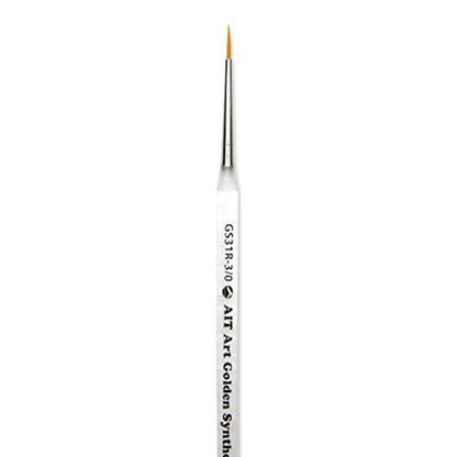 AIT Art Round Paint Brushes, Pack of 3, Miniature Sizes 20/0, 10/0, 3/0, Acrylic Handles with Beveled End, Handmade in USA for Trusted Performance