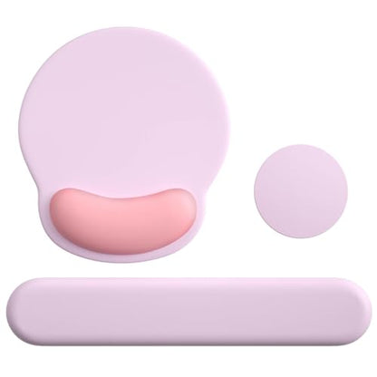 Mouse Pad with Keyboard Wrist Rest,Ergonomic Mouse Pad Wrist Support PU Base with Coaster,Mousepad with Nonslip Base for Computer Laptop Keyboard Home&Office - color: D-Pink